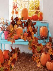 1 Stück Ahorn Blätter Girlande, Party Freude künstliche Ahorn Blatt Herbst Girlande zum Aufhängen, Tisch Dekoration, Haustür Herbst Deko, Zuhause innen und außen, Thanksgiving, Halloween Dekorationen, Herbst Deko, Künstliche Pflanzen