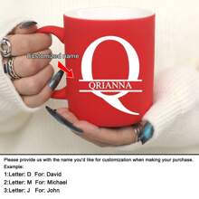 1 pieza Taza de leche/café personalizada y customizada de 11 onzas con diseño de letra roja, taza de cerámica, regalo para ocasiones festivas, familia, compañeros de trabajo, líderes, esposa, hermana, regalo divertido, regalo único para el Día de San Valentín, Día de la Madre, Día del Padre