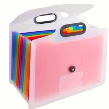 1pc/2pcs White Expandable Folder With 13 Pockets And Handle For Office Documents, A4 Size Plastic Accordion File Folder Back To School,Back To School,School Supplies - White - View 8