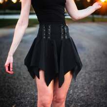 Falda gotica de picos diseño inovador juvenil ideal para ir a fiestas y para uso diario - Negro - Ver 2