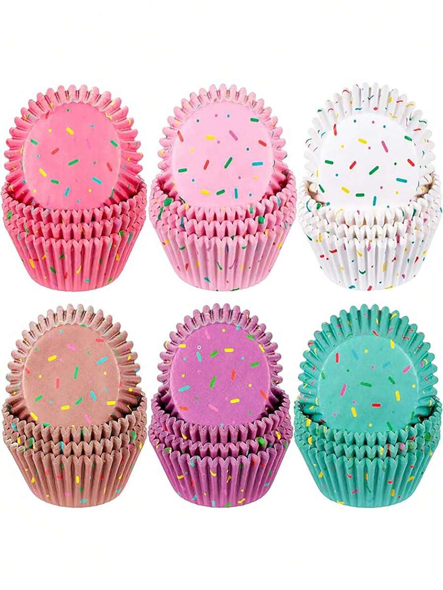 600 Pcs/Set Candyland Party Cupcake Liners Colorful Paper Baking Cups Cupcake Wrappers
