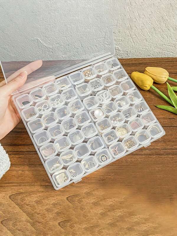 Caja de joyería transparente y portátil para aretes de botón, collares, accesorios para el oído, estuche organizador de colores para almacenar pequeños y delicados aretes y protegerlos contra la oxidación.