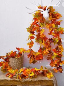 1 buc ghirlandă de frunze de arțar de toamnă, petrecere bucurie artificială frunze de arțar ghirlandă de toamnă agățat viță de vie de toamnă decorațiuni de masă pentru ușa din față decor de toamnă acasă exterior interior Ziua Recunoștinței decorațiuni de Halloween, decor de toamnă, toamnă, plante artificiale
