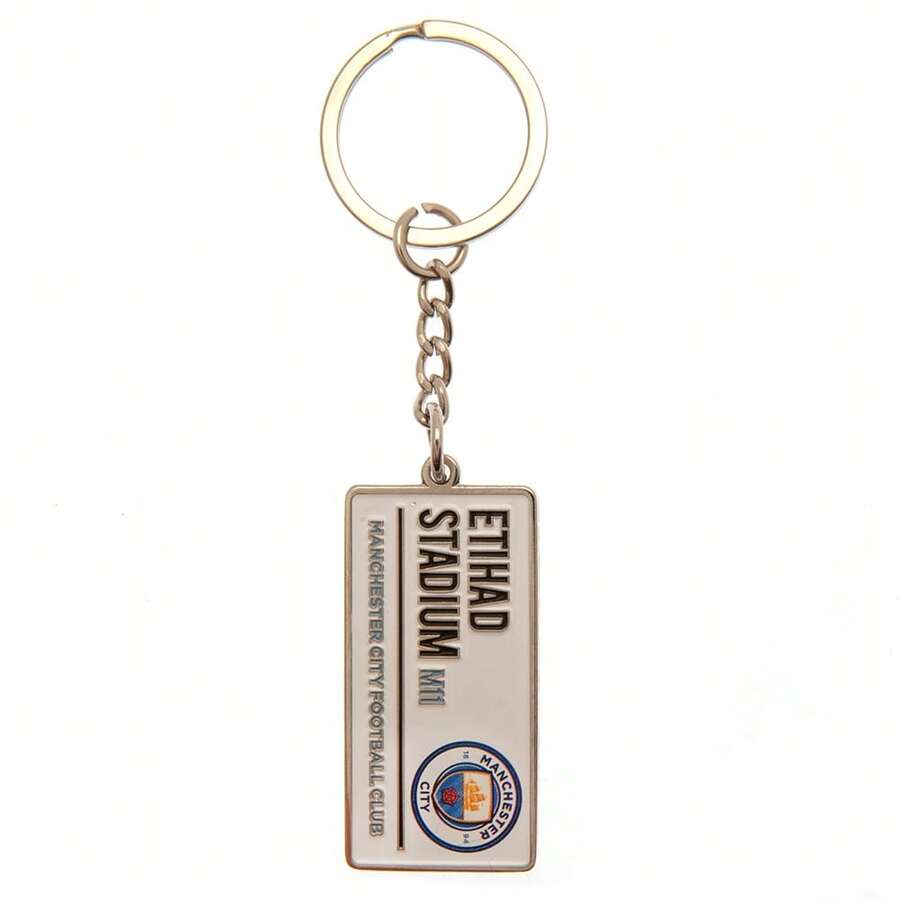 Manchester City FC Street Sign Keyring (White/Black) - Black - View 1