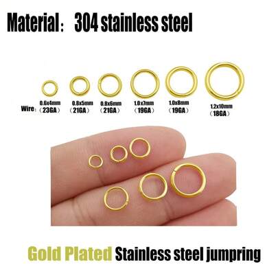 50/100 peças Anéis Divididos Banhados a Ouro em Aço Inoxidável, Anéis de Conector para Fabricação de Jóias Colar Pulseira Brinco Chaveiro DIY Artesanato 4/5/6/7/8/10mm
