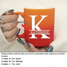 1 件 11 盎司个性化定制字母红黄渐变牛奶杯咖啡杯，陶瓷牛奶杯咖啡杯，节日礼物，家庭、同事、领导、妻子、姐妹、有趣的礼物，独特的情人节礼物，母亲节礼物，父亲节礼物 - Red and yellow gradient - 查看 15