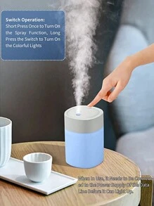 1pc White/Pink USB Powered Mini 200ML Humidifier With Colorful Night Light, Tabletop Decorative Lamp