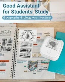 Phomemo T02 Sticker Printer - Mini Thermal Printer,  Sticker Maker Machine, Portable Bluetooth Pocket Phone Printer, For Study Notes, Stickers, Photos, DIY, For Birthday