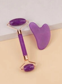 2 Pieces Facial Beauty Massage Roller Imitation Jade Wheel Massage Scraping Tool, Double-Headed Eye Massage Roller Facial Beauty Roller Facial Eye And Neck Skin Care Tool. - Multicolor - View 15