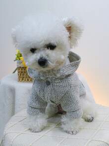 1入貓狗通用寵物服飾配件，適用於泰迪、比熊和吉娃娃等小型幼犬，可愛的帶心形圖案的連帽衫