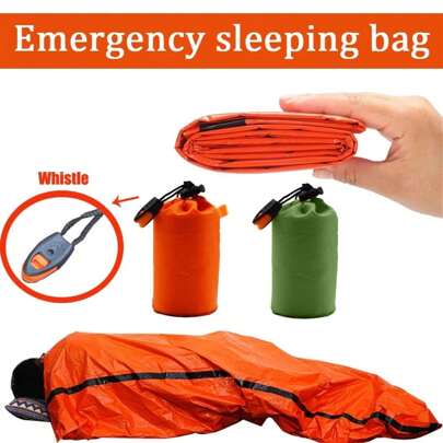 1 peça Saco de Dormir de Sobrevivência Portátil Impermeável para Emergência ao Ar Livre, Equipamento de Camping EDC, Bolsa Térmica, Kit de Resgate e Cobertor Térmico de Mylar