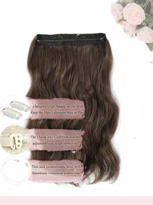 Halo Hair Extensions 12 Inch Invisible Wire Hair Extensions Adjustable Long Wavy Hair Extensions Synthetic Clips In Hairpieces-Brown - Brown - View 2