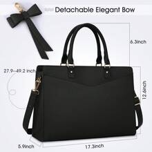 Túi đựng máy tính xách tay cho nữ 15,6 inch Túi tote da Túi công sở chuyên nghiệp Túi đựng máy tính chống nước Túi xách đeo vai nhẹ Dung tích lớn, Túi công sở hợp thời trang cho nữ, Lý tưởng cho sự thanh lịch hàng ngày & Những dịp đặc biệt - màu đen - Xem 4