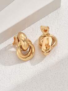 1 Pair Fashionable Geometric U-Shaped Metal Ear Cuff For Women, Daily Wear, Birthday Gift For Friends, No Piercing Earrings - Ear Clip - View 2