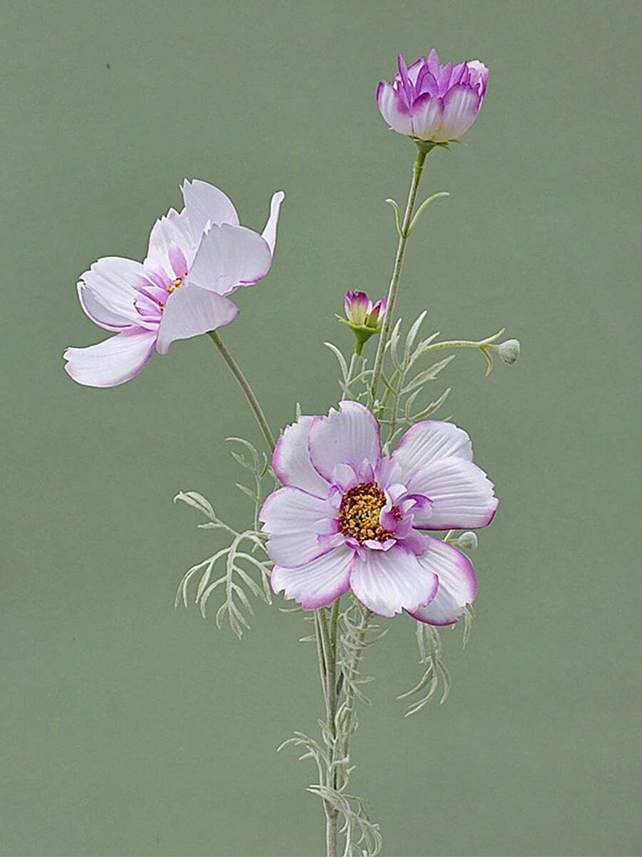 3PCS Artificial Cosmos With Stems Fake Flowers For Living Room