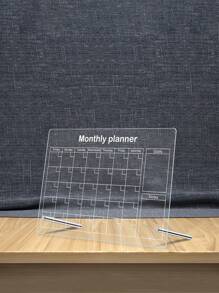 1套亞克力桌面裝飾擦寫板（附6支彩色白板筆）可擦拭的備忘錄日曆規劃透明留言板提醒顯示板，辦公室備忘錄寫白板