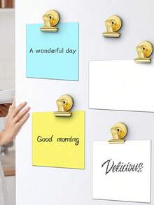 1/4/10pcs Round Fridge Magnets For Refrigerator, DIY Photo Holders, Memo Chalkboard Whiteboard Sticker - Gold - View 2