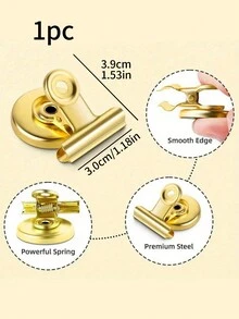 1/4/10pcs Round Fridge Magnets For Refrigerator, DIY Photo Holders, Memo Chalkboard Whiteboard Sticker - Gold - View 7