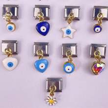 1 pieza Componente de pulsera de  de acero inoxidable al estilo de ojo maligno de Italia lindo y desmontable adecuado para la construcción de bricolaje