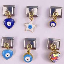 1 pieza Componente de pulsera de  de acero inoxidable al estilo de ojo maligno de Italia lindo y desmontable adecuado para la construcción de bricolaje