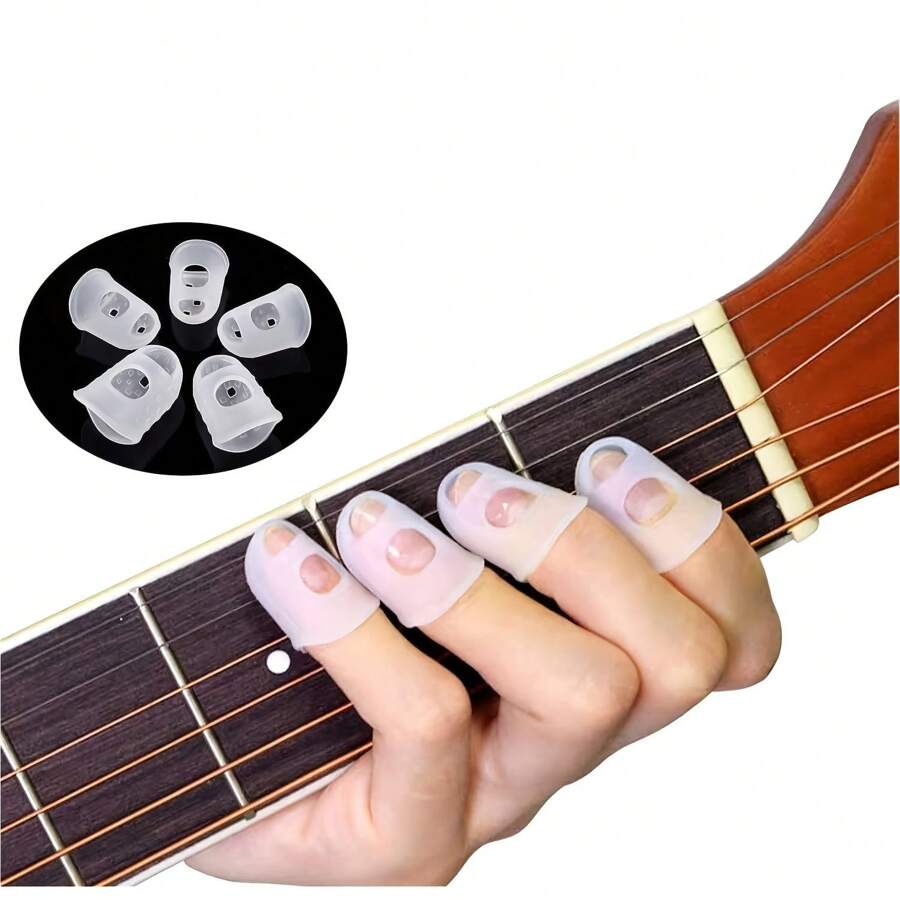 10pcs Guitar Silicone Guitar Fingertips Protector Finger Thumb Hoder,Silicone Fingertip Caps For Strings Instrument Beginner, Fingertip Covers,Three Sizes Finger Tip Protectors,Guitar Accessories - Multicolor - View 1