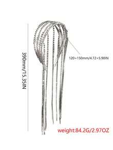 1pc Silver Plated Tassel Rhinestone Headband With Elegant Court Style Design For Women - Silver - View 5