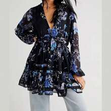 Free People Váy mini Cherry Blossom màu đen/xanh - đen/xanh - Xem 1