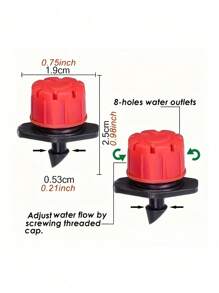 Garden Drip Irrigation System Accessories Set, Including 4/7mm Pipe Connectors, Red Dripper, Tee Joints, Capillary Tube Fixing Rods And 1/4in Barb Drip Irrigation Fittings - Red - View 2