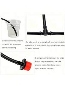 Garden Drip Irrigation System Accessories Set, Including 4/7mm Pipe Connectors, Red Dripper, Tee Joints, Capillary Tube Fixing Rods And 1/4in Barb Drip Irrigation Fittings - Red - View 7