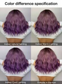 紫色渐变假发短波浪假发带刘海 14 英寸女士假发合成耐热假发时尚女士假发日常使用假发适合初学者，适合各种场合，包括派对、度假、节日、角色扮演。 - 漸層紫 - 查看 8