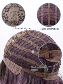 紫色渐变假发短波浪假发带刘海 14 英寸女士假发合成耐热假发时尚女士假发日常使用假发适合初学者，适合各种场合，包括派对、度假、节日、角色扮演。 - 漸層紫 - 查看 7