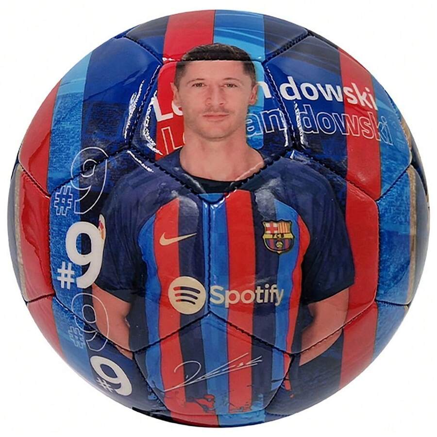 FC Barcelona Robert Lewandowski Football (Blue/Red) - Baby Blue - View 1