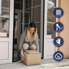 1PC Magnetic Mesh Curtain With Hook-And-Loop Multifunctional Soft Mosquito-Proof Gauze Door Screen Window Household Partition Magnet Self-Priming Mesh - Black - View 3