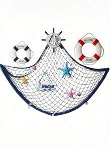 1 cái Lưới đánh cá phong cách Địa Trung Hải trang trí tiệc bãi biển chất liệu lưới sợi lưới trang trí thủ công, phụ kiện tiệc lưới đánh cá theo chủ đề hàng hải trang trí lưới đánh cá trang trí lưới cướp biển biển quà tặng trang trí sinh nhật tốt nghiệp - Màu xanh lam - Xem 2