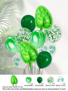 10入組綠色主題氣球套裝，烏龜葉形鋁箔氣球和12英寸閃亮透明乳膠氣球，適用於婚禮生日叢林派對裝飾 - 彩色 - 查看 8