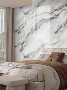 1 Cuộn 1.2㎡ Miếng dán tường giả đá cẩm thạch PVC, Bề mặt bóng 3D chống thấm nước cho phòng tắm nhà bếp, tấm nhựa nhôm, phòng khách, phông nền TV, giấy dán tường tự dính - Đen và trắng - Xem 5