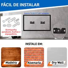 Suporte Para TV Monitor Fixo 14 a 84 Polegadas TVs LED LCD Universal Televisão - Preto - Visão 2