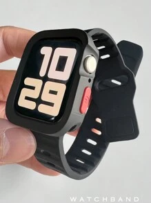 2pcs-Pack Compatible With Apple Watch Band Apple WatchStrap And Apple WatchCase Men And Women Adjustable Fluorescent Green Soft Ultra Thin Silicone Sports Apple WatchStrap And Tpu Hollow Out Soft Armor Clear Protective Apple WatchCase For Men & Women,Compatible With Apple Watch Band 40/41/44/45/49MM, Compatible With Apple Watch Series Ultra/SE/9/8/7/6/5/4, Smart Watch Accessories