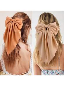 10 Brown Series Color Women's Big Bow Hair Clip, Fashionable And Elegant Silk Bow, French Vintage Bow Hair Accessories, Cost-Effective Gifts, Fast Shipping, Perfect For Parties,School Halloween Claw Clips Hair Claws Hair Barrettes - Multicolor - View 8