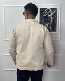 Men Denim Jackets - Beige - View 2