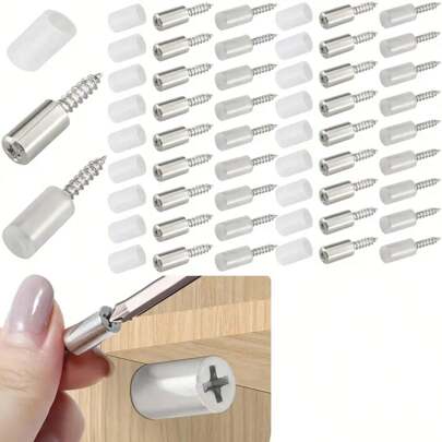 100 piezas Soporte de estante de gabinete de acero con tornillo autorroscante y soporte antideslizante de contrachapado, ideal para muebles de vidrio, garantizando la máxima estabilidad y una fácil instalación