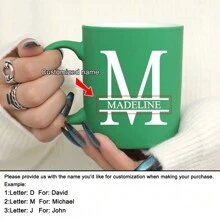 1 件 11 盎司个性化定制字母绿色牛奶杯咖啡杯，陶瓷牛奶杯咖啡杯，节日礼物，家庭，同事，领导，妻子，姐妹，有趣的礼物，独特的情人节礼物，母亲节礼物，父亲节礼物 - 綠色 - 查看 25