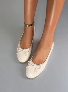 Bailarinas, Nuevo Llegado, Primavera/Verano/Otoño, De Bajo Empeine Versátiles, Suela Suave, Cómodas, Ligeras, Tacón Bajo, Lazo, Zapatos, Elegantes, Apropiadas para Trabajo, Exterior, Marrón