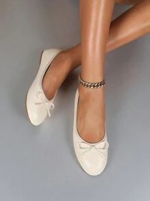 Bailarinas, Nuevo Llegado, Primavera/Verano/Otoño, De Bajo Empeine Versátiles, Suela Suave, Cómodas, Ligeras, Tacón Bajo, Lazo, Zapatos, Elegantes, Apropiadas para Trabajo, Exterior, Marrón
