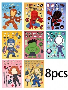 8pcs/Set Superhero  Miles Morales Gwen Stacy   Thor DIY Puzzle Handmade Waterproof Repetitive Stickers - Multicolor - View 10