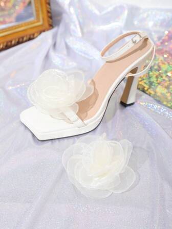 1對(2入)鞋飾DIY鞋扣裝飾網紗花蝴蝶結風格配件，適用於高跟鞋和運動鞋，適用於婚禮和派對