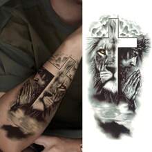 1 Sheet Lion Cross Tattoo Sticker Waterproof Lasting Temporary Tattoo - Multicolor - View 2