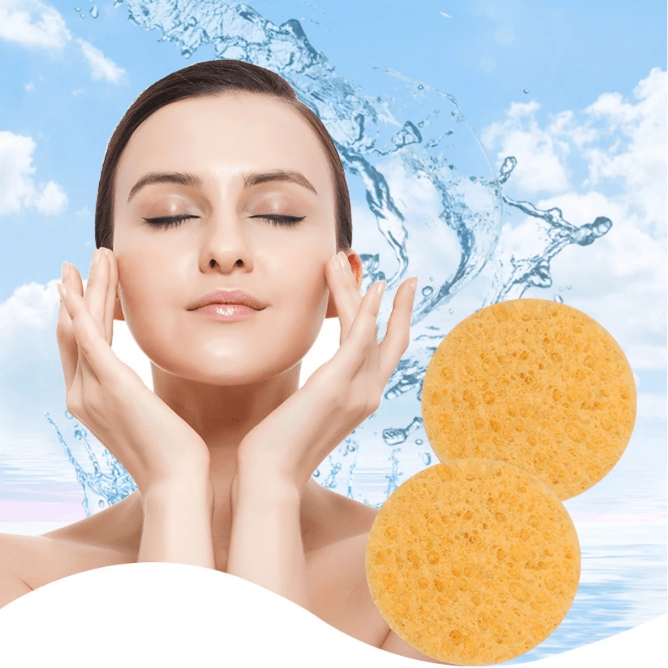 50 Pces Boxed Facial Sponges Compressed Face Sponge Natural Sponge Pads