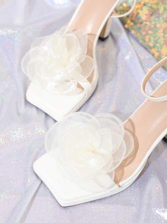 1對(2入)鞋飾DIY鞋扣裝飾網紗花蝴蝶結風格配件，適用於高跟鞋和運動鞋，適用於婚禮和派對