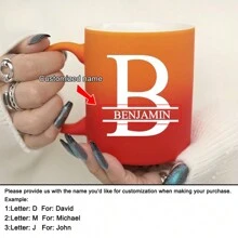 1 件 11 盎司个性化定制字母红黄渐变牛奶杯咖啡杯，陶瓷牛奶杯咖啡杯，节日礼物，家庭、同事、领导、妻子、姐妹、有趣的礼物，独特的情人节礼物，母亲节礼物，父亲节礼物 - Red and yellow gradient - 查看 30